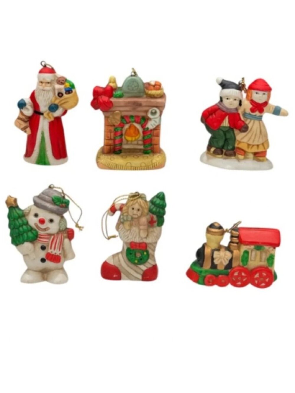 Retro Christmas Villagers Tree Ornaments Set of 6